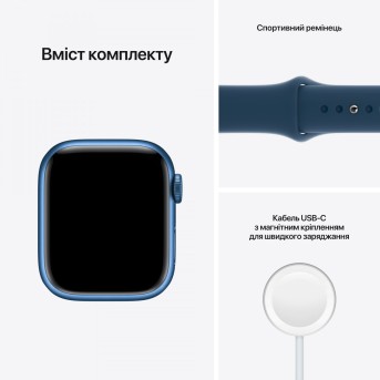 Apple Watch Series 7 GPS, 41mm Blue Aluminium Case with Abyss Blue Sport Band - Regular, A2473 - Metoo (21)