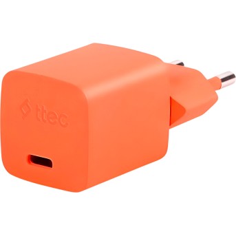 ttec SmartCharger GAN 20W PD Travel Fast Charger + USB-C - Lightning Cable 120cm, Neon Orange в Metoo.kz - Metoo (2)