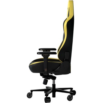 LORGAR Base 311, Gaming chair, PU eco-leather, 1.8 mm metal frame, multiblock mechanism, 4D armrests, 5 Star aluminium base, Class-4 gas lift, 75mm PU casters, Black + yellow - Metoo (5)