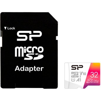 Silicon Power New Elite /class10 32GB mSD Card A1, V10, UHS-1 (U1) R/W: up to 100/30 MB/s, A1, V10, ECC function, Shock/water/x-ray-proof, w/ adapter в Metoo.kz - Metoo (1)