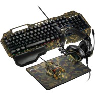 CANYON 4in1 Gaming set, Keyboard with backlight(104 keys), Mouse with weight adjustment(DPI 800/1000/1200/1600/2400/3200/4800/6400), Mouse Mat with size 350*250*3mm, Headset with Microphone and volume control, Black, 1.68kg, RU layout