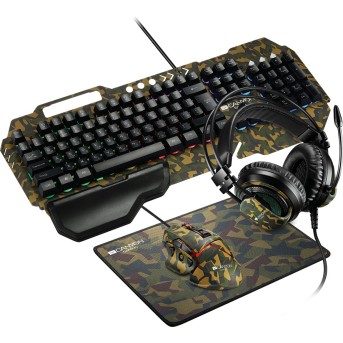 CANYON 4in1 Gaming set, Keyboard with backlight(104 keys), Mouse with weight adjustment(DPI 800/<wbr>1000/<wbr>1200/<wbr>1600/<wbr>2400/<wbr>3200/<wbr>4800/<wbr>6400), Mouse Mat with size 350*250*3mm, Headset with Microphone and volume control, Black, 1.68kg, RU layout - Metoo (1)