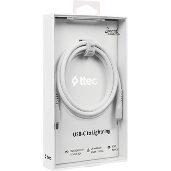 ttec USB-C - USB-C 60W PD/<wbr>QC Fast Charging/<wbr>Data Cable, 120cm, White - Metoo (3)