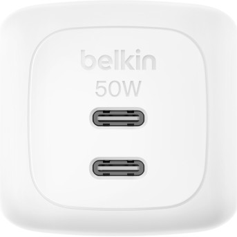 BELKIN 50w Dual USB-C PD wall Charger with PPS, White в Metoo.kz - Metoo (2)