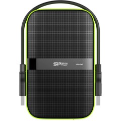 Silicon Power Armor - A60 2TB Portable HDD USB 3.2 Gen1 Black/<wbr>Green, Shockproof MIL-STD 810G Method 516.6 Procedure IV, Water-resistant IPX4, LED light