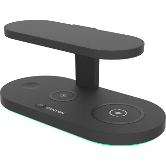 CANYON WS-501 5in1 Wireless charger, with UV sterilizer, with touch button for Running water light, Input QC24W or PD36W, Output 15W/<wbr>10W/<wbr>7.5W/<wbr>5W, USB-A 10W(max), Type c to USB-A cable length 1.2m, 188*90*81mm, 0.249Kg, Black - Metoo (2)