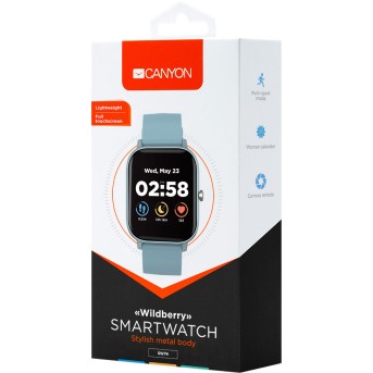 CANYON Wildberry SW-74 Smart watch, 1.3inches TFT full touch screen, Zinc plastic body, IP67 waterproof, multi-sport mode, compatibility with iOS and android, blue body with blue silicon belt, Host: 43*37*9mm, Strap: 230x20mm, 45g - Metoo (7)