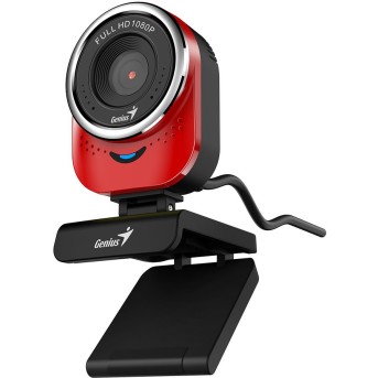 GENIUS QCam 6000, red, Full-HD 1080p webcam, universal clip, 360 degree swivel, USB, built-in microphone, rotation 360 degree, tilt 90 degree - Metoo (1)