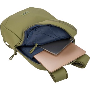The Laser backpack for 15.6" laptops and 16" MacBooks, made from water-resistant resin-coated fabric obtained from recycled plastic, features a compact design and excellent pocket organization. в Metoo.kz - Metoo (5)