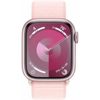 Apple Watch Series 9 GPS 41mm Pink Aluminium Case with Light Pink Sport Loop,Model A2978 - Metoo (10)
