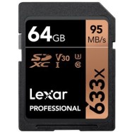 LEXAR 64GB Professional 633x SDXC UHS-I cards, up to 95MB/s read 45MB/s write C10 V30 U3, Global