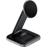 SATECHI 3-in-1 Foldable Qi2 Wireless Charging Stand(Space Gray) with Type A,C,G plugs