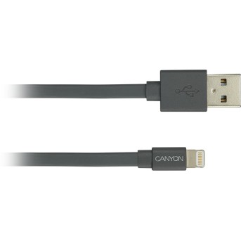 CANYON MFI-2, Charge & Sync MFI flat cable, USB to lightning, certified by Apple, 1m, 0.28mm, Dark gray - Metoo (2)