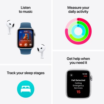 Apple Watch SE 2024 GPS 40mm Starlight Aluminium Case with Lake Green Sport Loop,Model A2722 - Metoo (7)