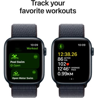 Apple Watch SE 2024 GPS 40mm Midnight Aluminium Case with Ink Sport Loop,Model A2722 - Metoo (10)