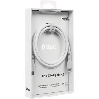 ttec USB-C - Lightning Charge/<wbr>Data Cable 120cm White - Metoo (3)