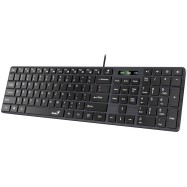 Genius SlimStar 126 wired keyboard ( 12 Multimedia Function Keys and 4 dedicated Hotkeys for Quick Commands, Ultra-Slim Keycaps ), black color