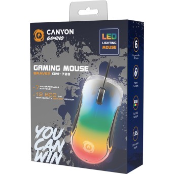 CANYON Braver GM-728, Optical Crystal gaming mouse, Instant 825, ABS material, huanuo 10 million cycle switch, 1.65M TPE cable with magnet ring, weight: 114g, Size: 122.6*66.2*38.2mm, Black - Metoo (5)