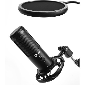 LORGAR Gaming Microphones, Black, USB condenser microphone with boom arm stand, pop filter, tripod stand. including 1* microphone, 1*Boom Arm Stand with C-clamp, 1*shock mount, 1*pop filter, 1*windscreen cap, 1*2.5m type-C USB cable, 1* Extra tripod - Metoo (5)