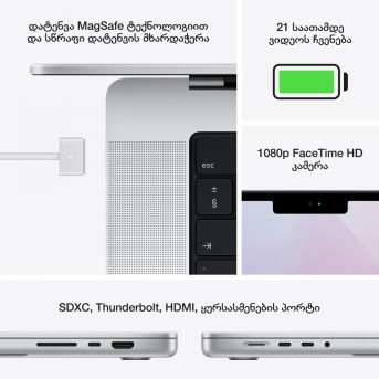 MacBook Pro 16.2-inch, SILVER,Model A2485,M1 Max with 10C CPU, 24C GPU,32GB unified memory,140W USB-C Power Adapter,512GB SSD storage,3x TB4, HDMI, SDXC, MagSafe 3,Touch ID,Liquid Retina XDR display,Force Touch Trackpad,KEYBOARD-SUN - Metoo (25)