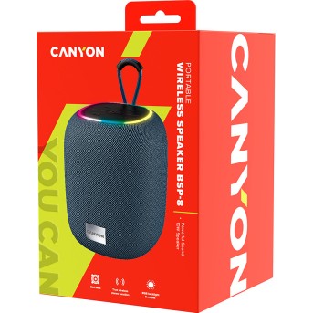 CANYON BSP-8, Bluetooth Speaker, BT V5.2, BLUETRUM AB5362B, TF card support, Type-C USB port, 1800mAh polymer battery, Max Power 10W, Grey, cable length 0.50m, 110*110*135mm, 0.57kg - Metoo (4)