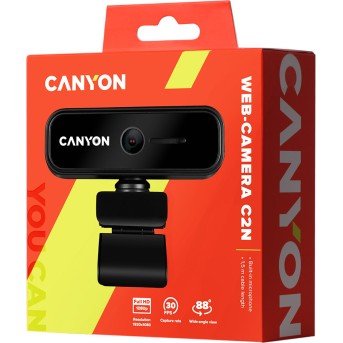 CANYON C2N 1080P full HD 2.0Mega fixed focus webcam with USB2.0 connector, 360 degree rotary view scope, built in MIC, Resolution 1920*1080, viewing angle 88°, cable length 1.5m, 90*60*55mm, 0.095kg, Black - Metoo (3)