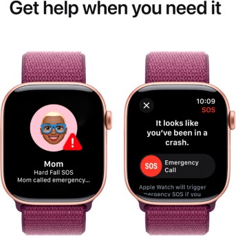 Apple Watch Series 10 GPS 46mm Rose Gold Aluminium Case with Plum Sport Loop,Model A2999 - Metoo (10)