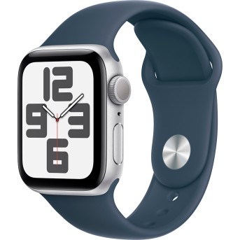 Apple Watch SE GPS 40mm Silver Aluminium Case with Storm Blue Sport Band - S/<wbr>M,Model A2722 - Metoo (1)