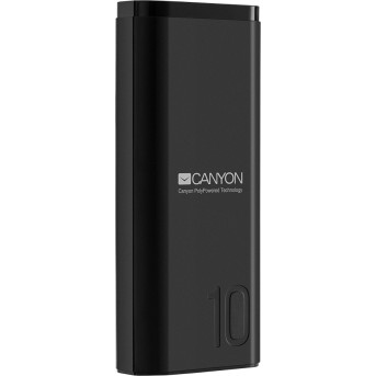 CANYON Power bank 10000mAh Li-poly battery, Input 5V/<wbr>2A, Output 5V/<wbr>2.1A, with Smart IC, Black, USB cable length 0.25m, 120*52*22mm, 0.210Kg - Metoo (1)