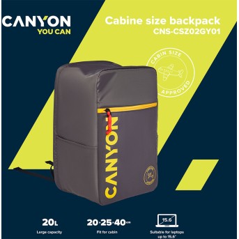 CANYON cabin size backpack for 15.6" laptop ,polyester ,gray - Metoo (8)