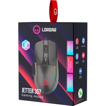 LORGAR Jetter 357, gaming mouse, Optical Gaming Mouse with 6 programmable buttons, Pixart ATG4090 sensor, DPI can be up to 8000, 30 million times key life, 1.8m PVC USB cable, Matt UV coating and RGB lights with 4 LED flowing mode, size:124.90*71.65*41.36 - Metoo (8)