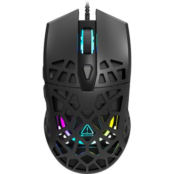 Puncher GM-20 High-end Gaming Mouse with 7 programmable buttons, Pixart 3360 optical sensor, 6 levels of DPI and up to 12000, 10 million times key life, 1.65m Ultraweave cable, Low friction with PTFE feet and colorful RGB lights, Black, size:126x67.5x39.5 - Metoo (1)