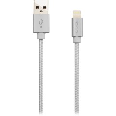 CANYON Charge & Sync MFI braided cable with metalic shell, USB to lightning, certified by Apple, cable length 1m, OD2.8mm, Pearl White
