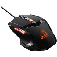 Optical Gaming Mouse with 6 programmable buttons, Pixart optical sensor, 4 levels of DPI and up to 3200, 3 million times key life, 1.65m PVC USB cable,rubber coating surface and colorful RGB lights, size:125*75*38mm, 140g