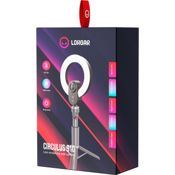 LORGAR Circulus 910, Streaming web camera, 5MP 2592X1944 max resolution, up to 60fps, 1/2.8", Sony STARVIS CMOS image sensor, full glass lens, 5.5'' built-in ring light (1700-14 000K), foldable tripod, auto focus, dual microphones with AI noise reduc в Metoo.kz - Metoo (6)