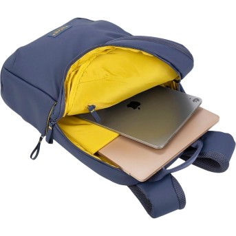 The Laser backpack for 15.6" laptops and 16" MacBooks, made from water-resistant resin-coated fabric obtained from recycled plastic, features a compact design and excellent pocket organization. в Metoo.kz - Metoo (5)