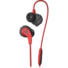 wired earphone with IPX5 sweatproof rating and a tangle-free cord with remote and microphone