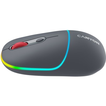 CANYON MW-22, 2 in 1 Wireless optical mouse with 4 buttons,Silent switch for right/<wbr>left keys,DPI 800/<wbr>1200/<wbr>1600, 2 mode(BT/ 2.4GHz), 650mAh Li-poly battery,RGB backlight,Dark grey, cable length 0.8m, 110*62*34.2mm, 0.085kg - Metoo (4)