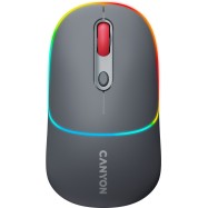 CANYON MW-22, 2 in 1 Wireless optical mouse with 4 buttons,Silent switch for right/left keys,DPI 800/1200/1600, 2 mode(BT/ 2.4GHz), 650mAh Li-poly battery,RGB backlight,Dark grey, cable length 0.8m, 110*62*34.2mm, 0.085kg