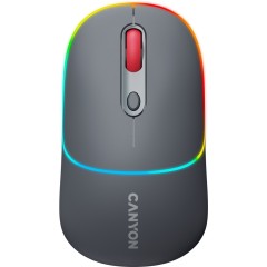 CANYON MW-22, 2 in 1 Wireless optical mouse with 4 buttons,Silent switch for right/<wbr>left keys,DPI 800/<wbr>1200/<wbr>1600, 2 mode(BT/ 2.4GHz), 650mAh Li-poly battery,RGB backlight,Dark grey, cable length 0.8m, 110*62*34.2mm, 0.085kg