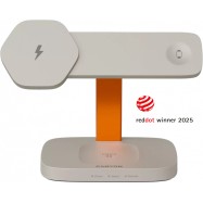 CANYON Wireless Charging Station Hexagon 310 3in1 LightGrey/Orange