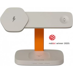 CANYON Wireless Charging Station Hexagon 310 3in1 LightGrey/<wbr>Orange