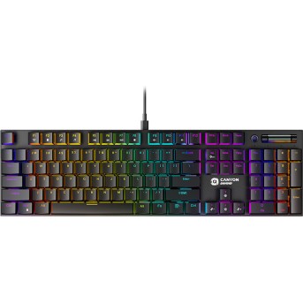 CANYON Cometstrike TKL GK-55, 104keys Mechanical keyboard, 50million times life, with VS11K28A solution, GTMX red switch, RGB backlight, 18 modes, 1.8m PVC cable, metal material + ABS, RU layout, size: 436*126*26.6mm, weight:820g, black - Metoo (1)