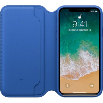Чехол для смартфона iPhone X Leather Folio Electric Blue - Metoo (3)