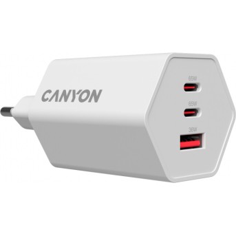 CANYON charger HEXAGON 65 GaN 65W 2xPD 1xQC EU White в Metoo.kz - Metoo (4)