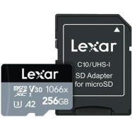 LEXAR Professional 1066x 256GB microSDHC/microSDXC UHS-I Card SILVER Series with adapter