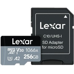 LEXAR Professional 1066x 256GB microSDHC/<wbr>microSDXC UHS-I Card SILVER Series with adapter