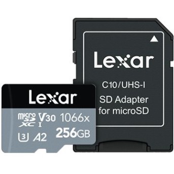 LEXAR Professional 1066x 256GB microSDHC/<wbr>microSDXC UHS-I Card SILVER Series with adapter - Metoo (1)