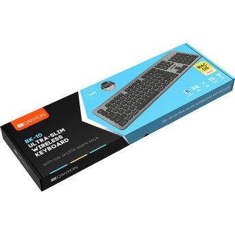 Multimedia bluetooth 5.1 keyboard MAC Version,104 keys, slim design with low profile silent keys,RU layout ,Size 439.4*135.3mm* 23.2mm,526g - Metoo (4)