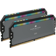 Corsair DDR5, 6000MT/<wbr>s 64GB 2x32GB DIMM, Unbuffered, 40-40-40-77, Std PMIC, AMD EXPO, DOMINATOR PLATINUM RGB DDR5 Cool Grey Heatspreader, RGB LED, 1.35V, EAN:0840006601210